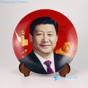 pukoo-001-D   China president Xi profile pattern respecting ceramic plate