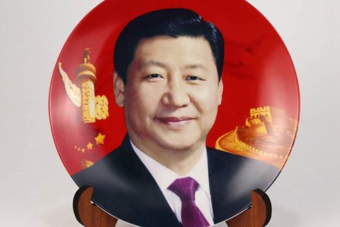 pukoo-001-D   China president Xi profile pattern respecting ceramic plate