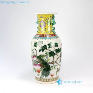 RZFA04   China royal style hand painted luxury peacock pattern porcelain vase