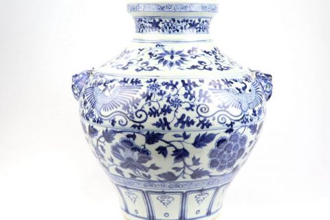 RZNI03    Dog knob hand painted Ming Dynasty reproduction ancient floral phoenix porcelain vase
