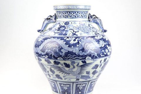 RZNI04  Ming Dynasty reproduction antique dragon phoenix Chinese totem porcelain vase