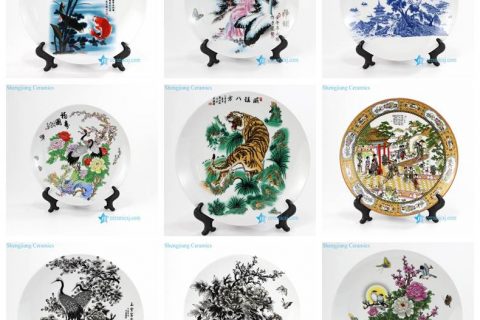 pukoo-001-M-V    China style home decoration lucky rich harmony implied meaning pattern porcelain plate