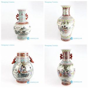 RZAI05-6 11 19    Antient Aisan style mountain kid lady porcelain vase
