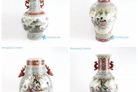RZAI05-6 11 19    Antient Aisan style mountain kid lady porcelain vase