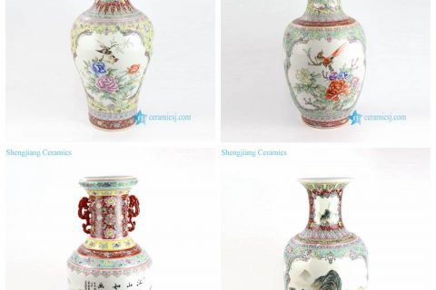 RZAI12-15  Qing Dynasty hand draft natural bird flower view porcelain vase