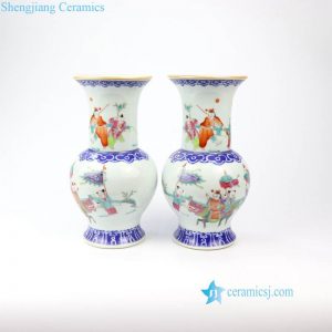 RZIH12   Jingdezhen China traditional wedding gift kylin brings children pattern ceramic vase