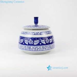 RZNM02  Blue and white hand painted sealed ceramic spice jar