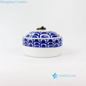 RZNM04    Cute pattern hand painted ceramic jar with ring