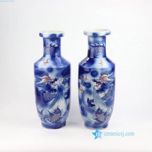 RZNX01  Underglaze red blue and white hand paint dragon ceramic vase