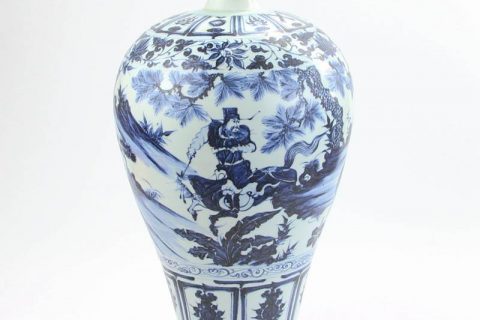 RZNo01    Yuan Dynasty blue and white xiaohe chasing hanxin under moonlight antique porcelain vase