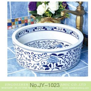 SJJY-1023-7   Blue and white antique hand painted floral round china basin