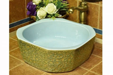 SJJY-1050-13  Moonlight glaze inside coarse surface ceramic bowl