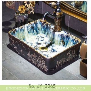 SJJY-1065-9   Beautiful cascade inside carved China view ceramic sink