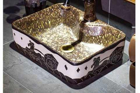 SJJY-1067-9   The hand carved warring states period the carriage pattern luxury hotel porcelain sink