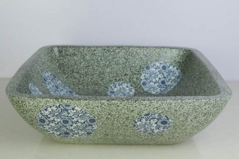 sjbyl-6132    Blue and white dot square green ceramic basin