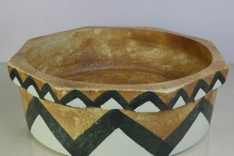 sjbyl-6150   Egypt style octangular brown ceramic basin