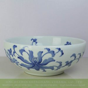 sjbyl-6200   Blur lotus pattern round ceramic bowl for bathroom design