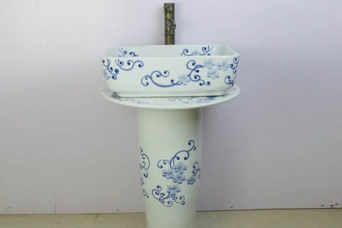 sjbyl-6292   Jiangxi province China spring flower pedestal bathroom porcelain sink