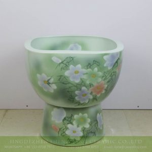 sjbyl-6319   Square shape green background Jingdezhen city flower camellia ceramic toilet mop sink