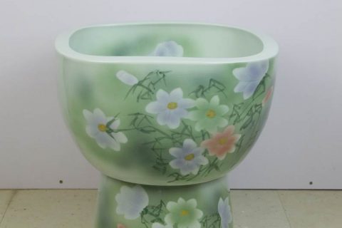 sjbyl-6319   Square shape green background Jingdezhen city flower camellia ceramic toilet mop sink