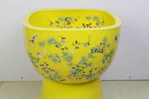 sjbyl-6320    China royal yellow bird flower porcelain mop sink for hotel
