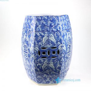 RYWM06   Blue and white butterfly and double happy ceramic stool