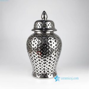 RYZS55    Plated silver lattice ceramic jar