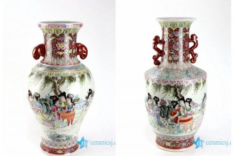 RZAI16 17   Qing Dynasty hand painted A Dream in Red Mansions pattern ceramic vase