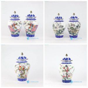RZNW01-3 29   Thin layer home decor cute bird floral tree colorful porcelain jar