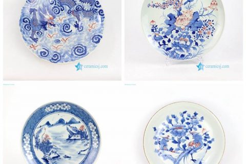RZNX02345     Dragon floral landscape hand painted ceramic plate for showing