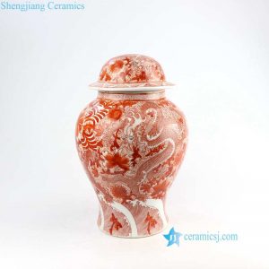 DS-RZIS12    Hand drawn dragon floral red color ceramic lighting base