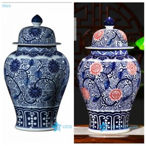 RZFQ26-AB   Jingdezhen traditional interlock lotus porcelain ginger jar for collection
