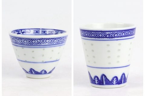 RZKG034   Transparent rice pattern blue and white wine porcelain cup
