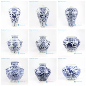 RZNI08-16   Blue and white yuan dynasty China antique reproduction floral dragon phoenix porcelain vase