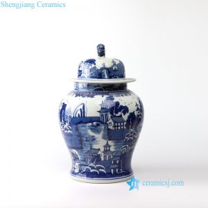RYLU157    Jingdezhen delicate hand paint water town ceramic jar