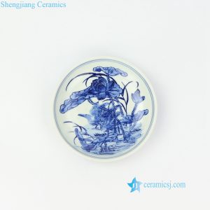 RZIQ10   Blue and white wild duck in lotus pond ceramic plate