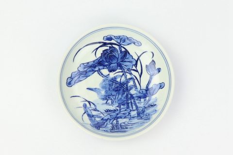 RZIQ10   Blue and white wild duck in lotus pond ceramic plate
