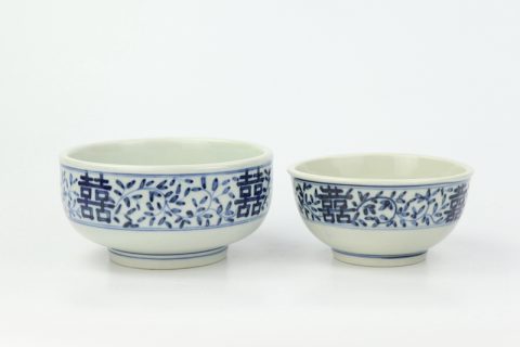 RZIQ145   Hand painted double happiness ceramic bowl for wedding