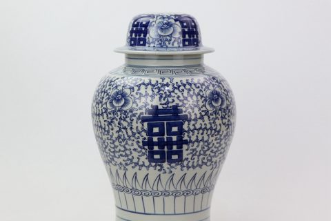 DS-RYWD22   Blue and white ceramic double happy jar body lamp