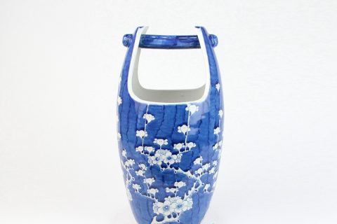 RYLU160   Blue background cherry blossom pattern porcelain basket vase