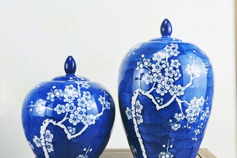RYPU52  Winter sweet blue background ceramic pair jar for wedding