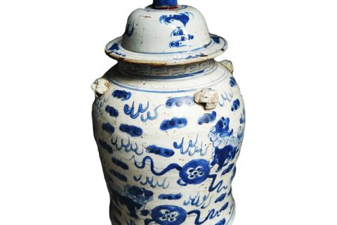 RZEY12-G    Hand painted kylin pattern old style ceramic jar