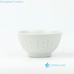 RZKG07   White porcelain bowl with rice hole in Jingdezhen traditional style