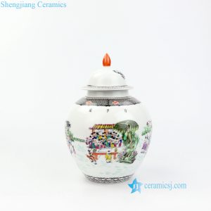 RZOR01   Round body design happy childhood porcelain jar