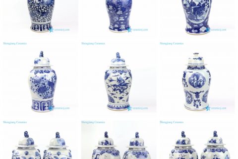 RZOT023-AH  Jingdezhen China high skill painter hand painted blue ceramic temple jars