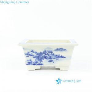 RZOW01  Square shallow hand painted China landscape ceramic planter