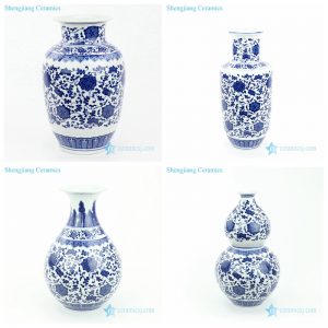 RYUJ27-30   Jingdezhen blue interlock floral ceramic vase
