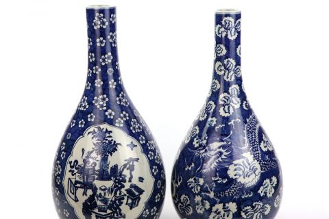 RYWD24-A/B  Dark blue background dragon and flowers pattern porcelain vase
