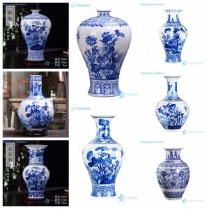 RZKD03-23   Blue lotus pattern Jingdezhen style ceramic vases