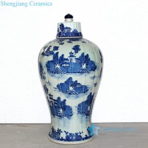 RZOY01   China water town blue and white big porcelain jar